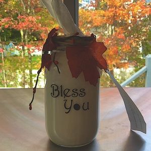 HAND CRAFTED, Hand-painted,  Bless You Tissue Jar